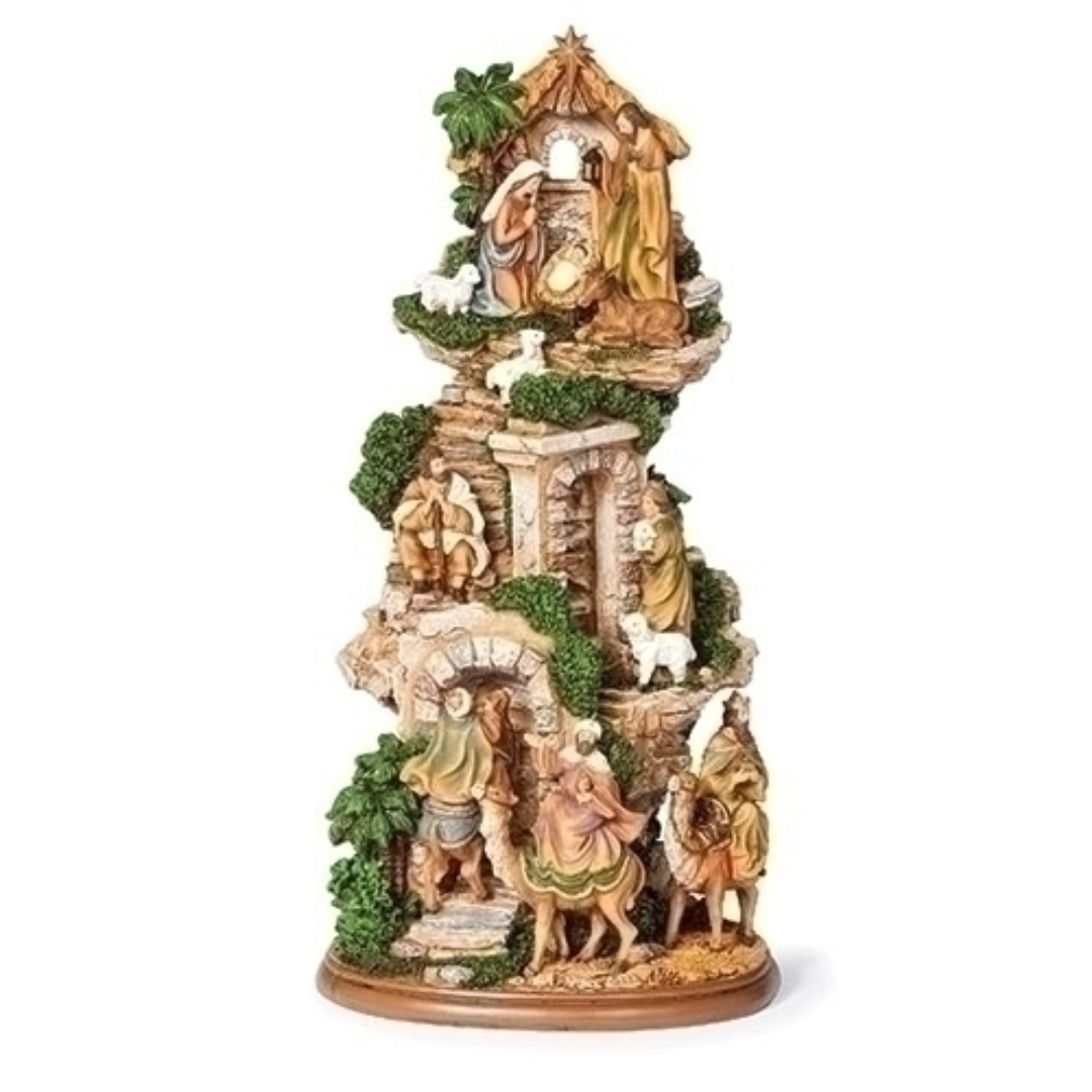 17" Stable with Stairs Nativity Scene