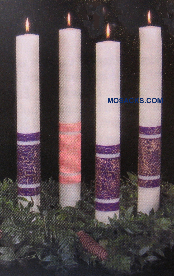 ArtisanWax Advent Candles, 51% Beeswax, 3" x 12" APE, Cathedral