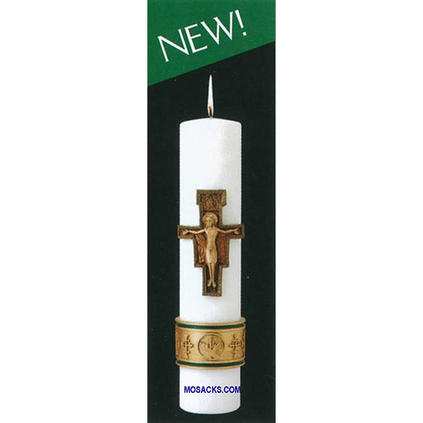 Cross of St. Francis Christ Candle, 3" x 14", Cathedral