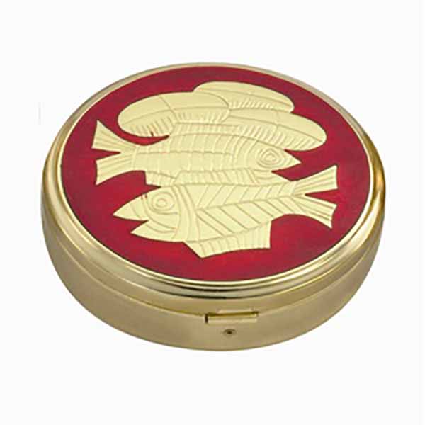 Pyx Gold Plate Fish with Red 45 Host 3-3/8 x 1-1/4”  - 3253G/R Alviti