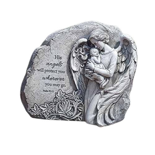 Joseph's Studio 9" Angel w/ Baby Garden Stone