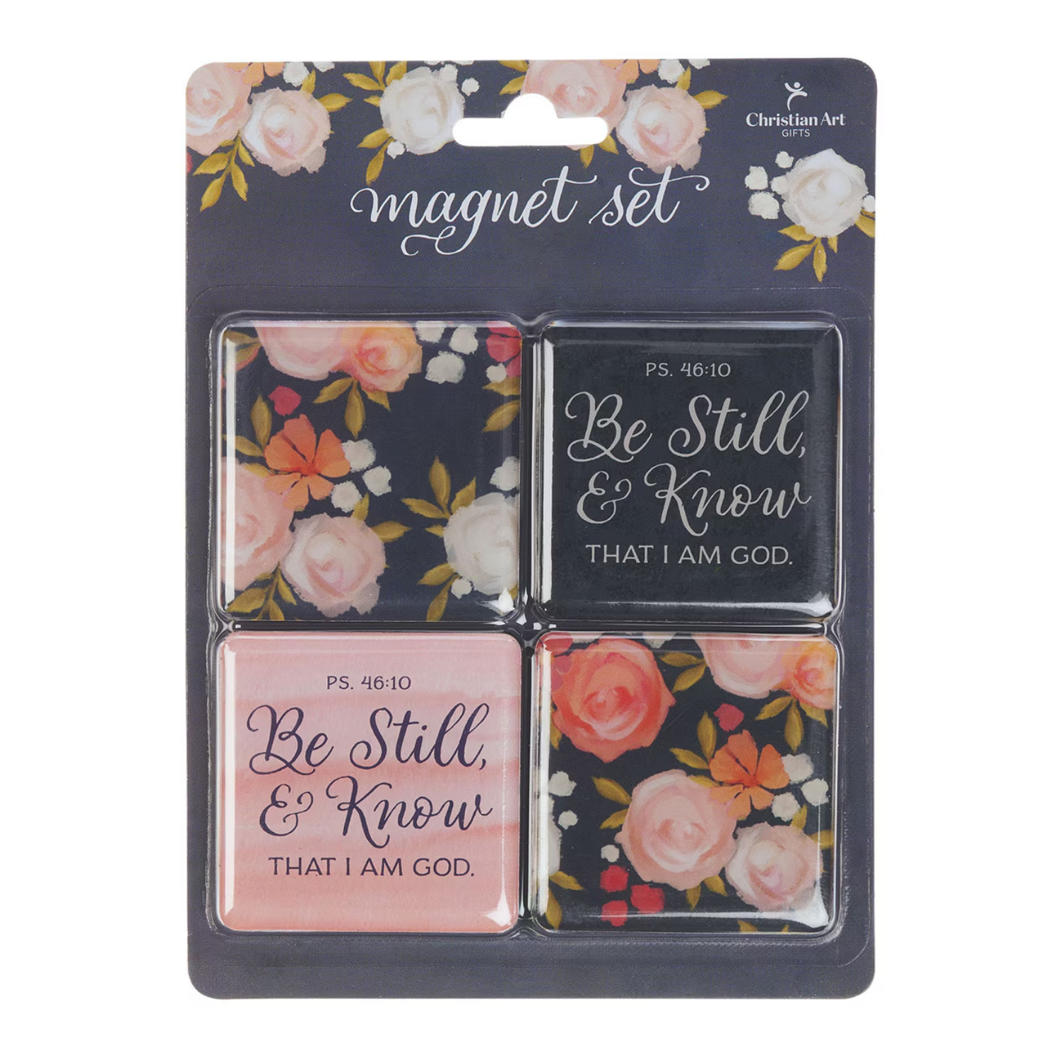 Be Still and Know Painted Peonies Magnet Set