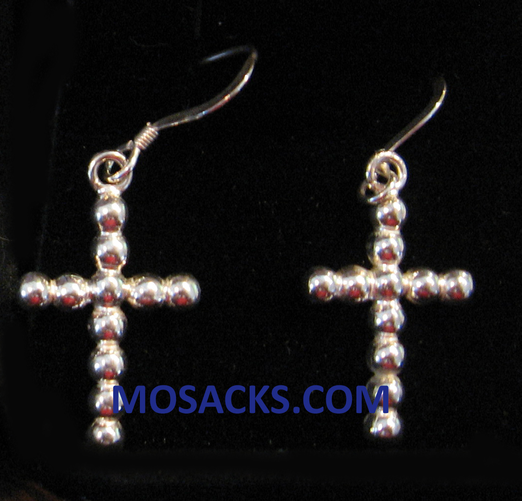 Beaded Cross Sterling Silver Earrings SSE31