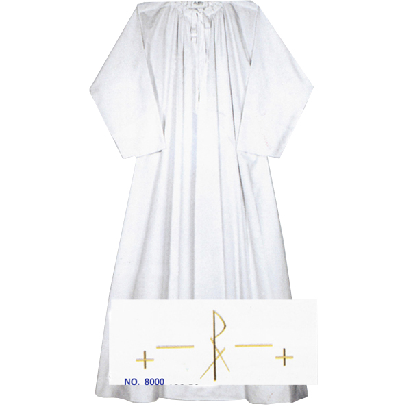 Beau Veste Alb wIth MultiColor Chi Rho Embroidery - 8000