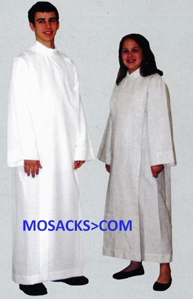 Beau Veste Front Wrap Cassock Alb Poly Linen Altar Server Alb White 557