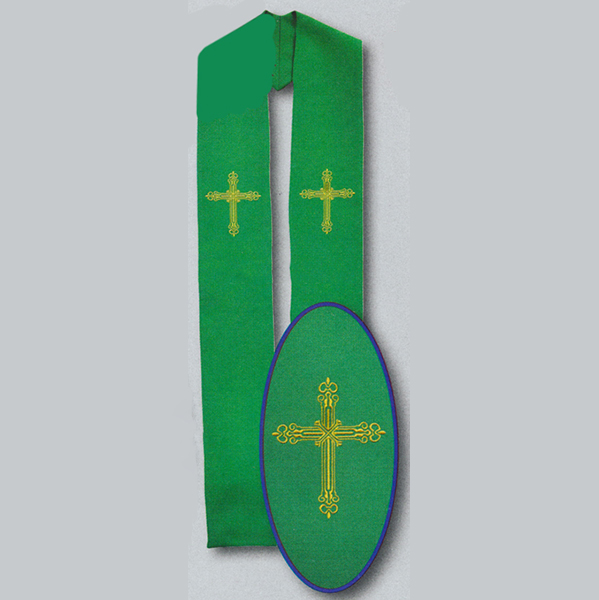Beau Veste Green Cross Overlay Stole 10-787