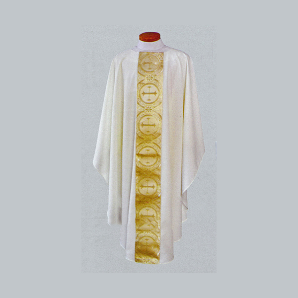 Beau Veste White Satin Gold Brocade Chasuble-2040