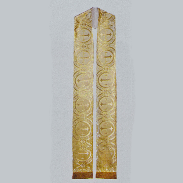 Beau Veste White Satin Gold Brocade Overlay Stole-2044