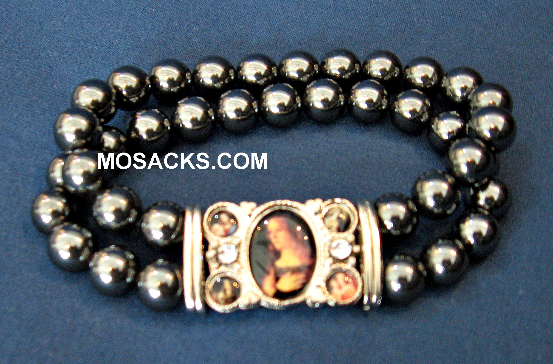 Black Hematite Mary Stretch Bracelet, BVP777