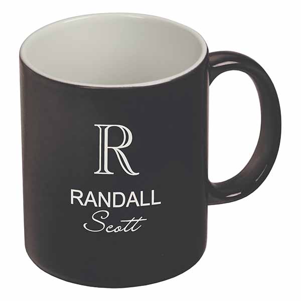 Black & White Ceramic Mug 11 oz. (Personalized) - Laser Engravable