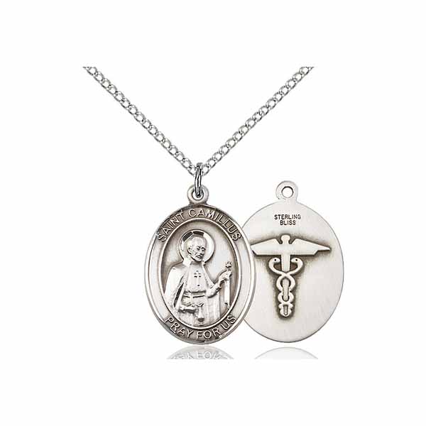 St. Camillus of Lellis Sterling Silver Medal 3/4"