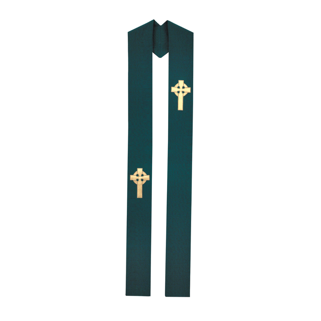 Celtic Overlay Stole in Hunter Green, Theological Threads