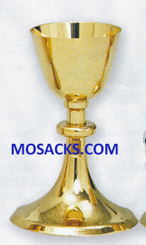 Chalice and Paten Gold Plated 8" H 3-3/4" dia. Cup, 10 oz. cap. 14-K441