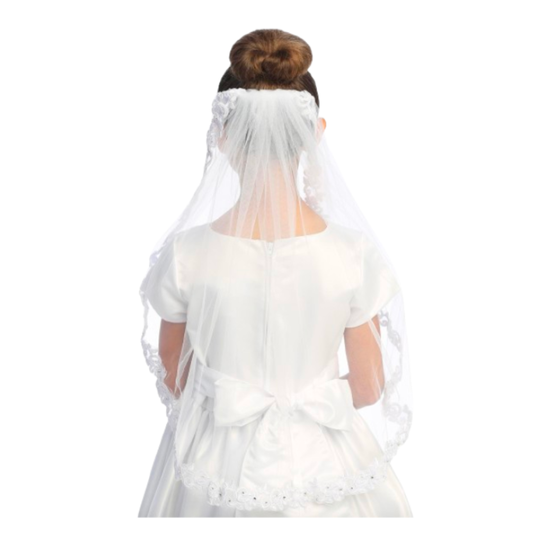 Communion 24" Veil + Corded Lace Trim