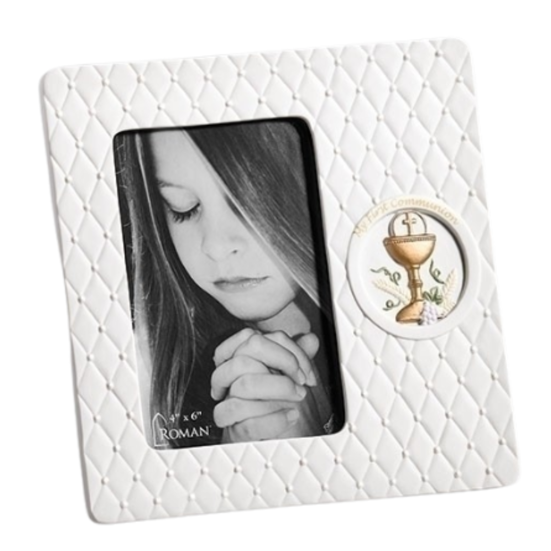 First Communion 4x6 Quilted Porcelain Frame 