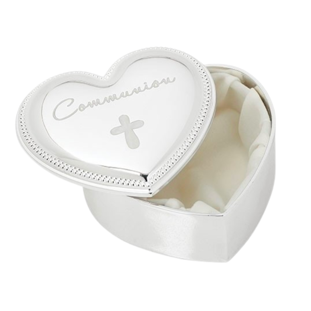 Communion Metal Heart Shape Keepsake Box 