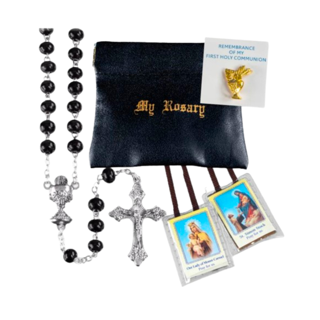 Communion Rosary Pin Scapular Set Boy