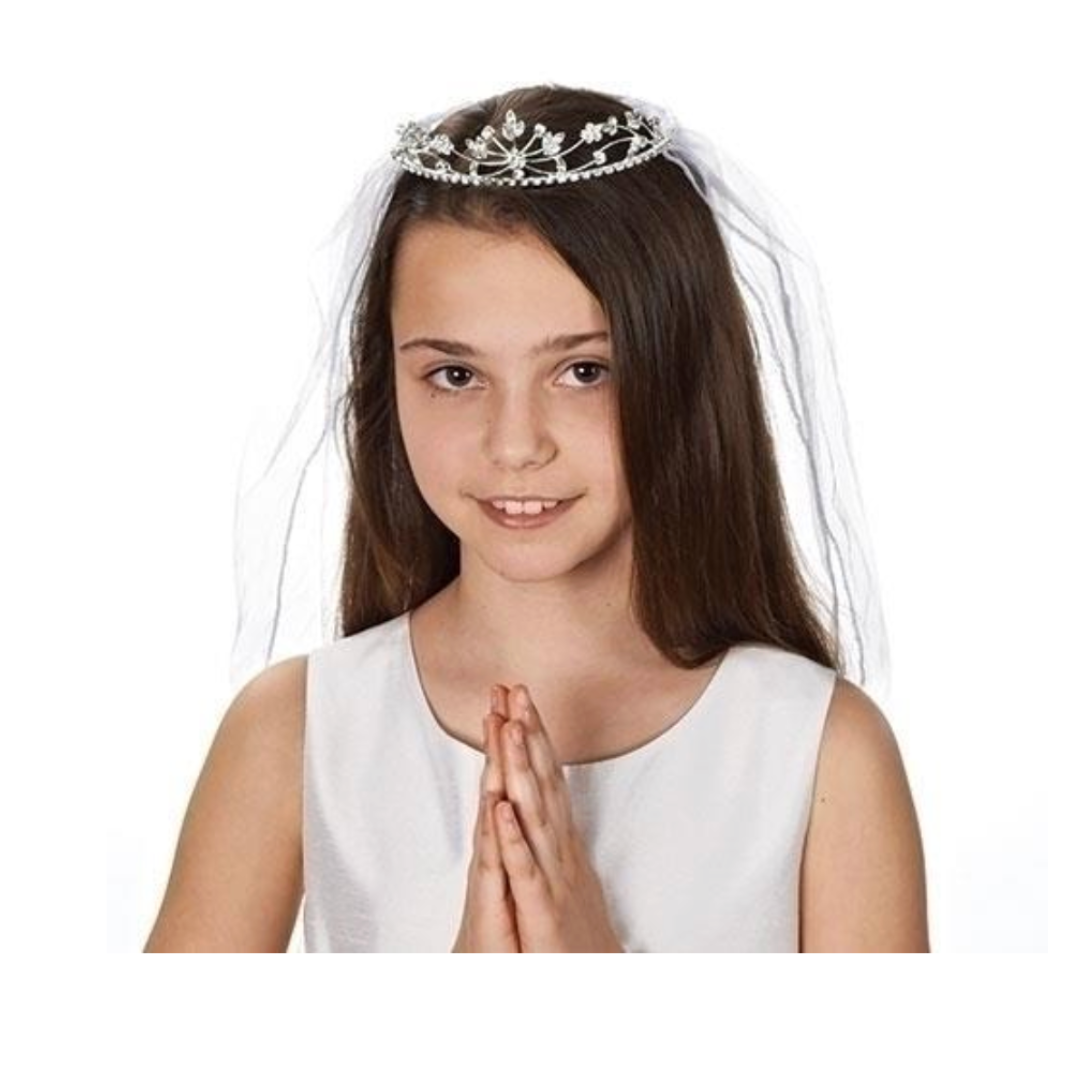 Communion 26" Veil with Rhinestone Tiara