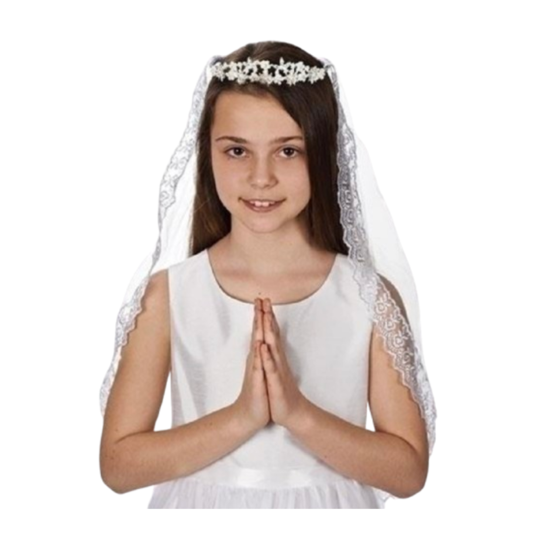 Communion 27.2" Veil with Pearl Tiara