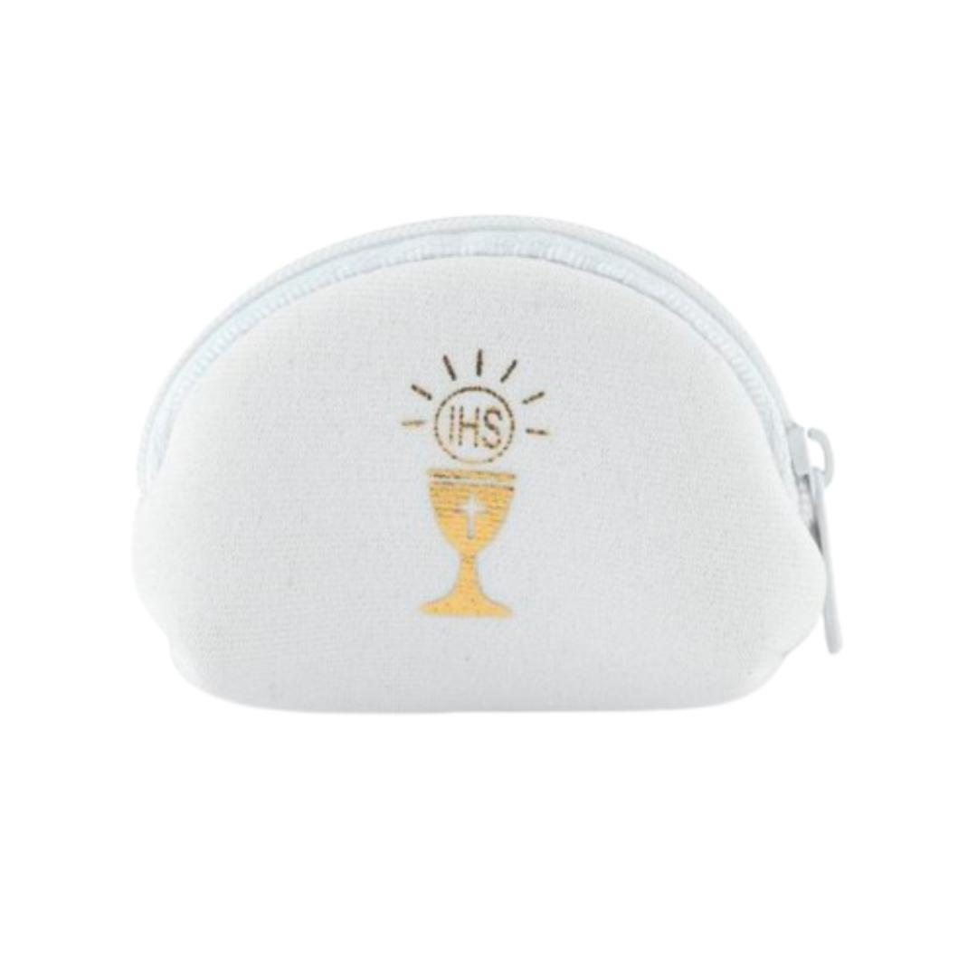 Communion Soft White Neoprene Rosary Pouch