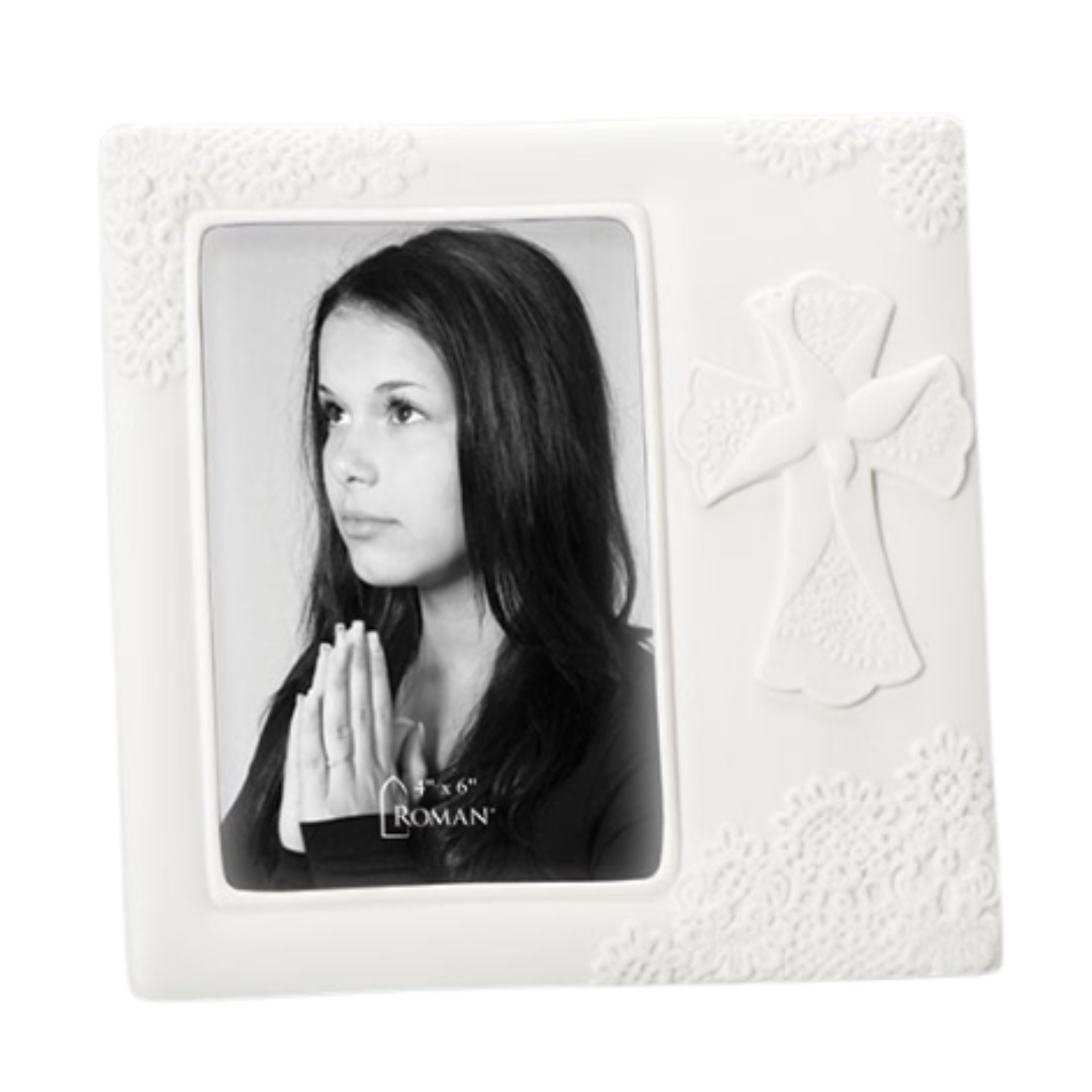 Confirmation Frame White Porcelain, 7.75" 