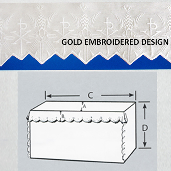 Embroidered 100% Pure Linen Altar Cloth yardage with Gold Silk Chi Rho Embroidery per yard-4006