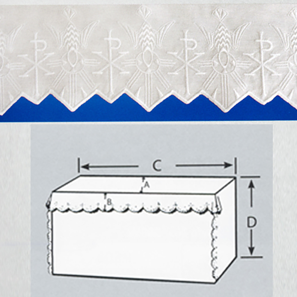 Embroidered 100% Pure Linen Altar Linen with White Silk Chi Rho Embroidery-4007