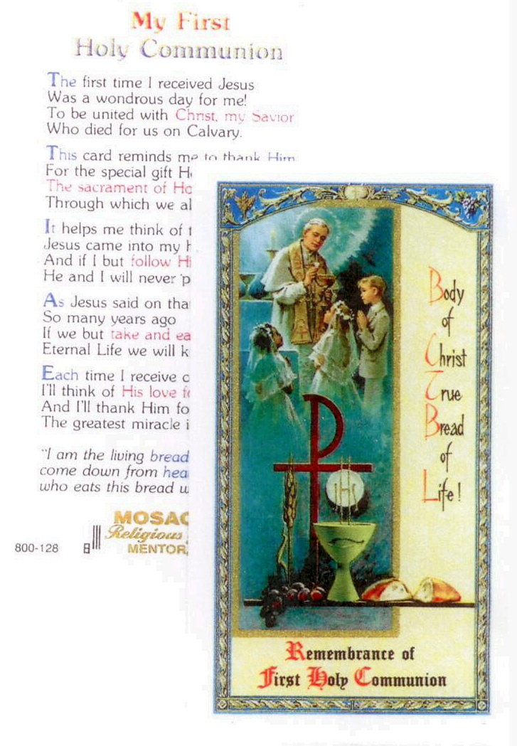 First Communion Holy Card 800-128