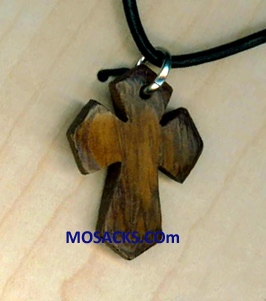 Flared Pointy Wood Cross Necklace 1"  353-5103285452