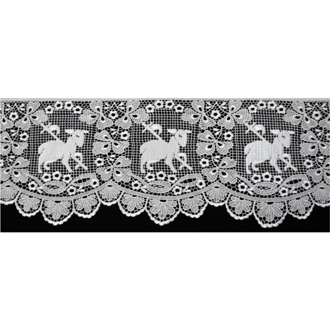Beau Veste Lamb of God 8" Genuine Swiss Schiffli Embroidered Lace Edgings and Insertion #5995