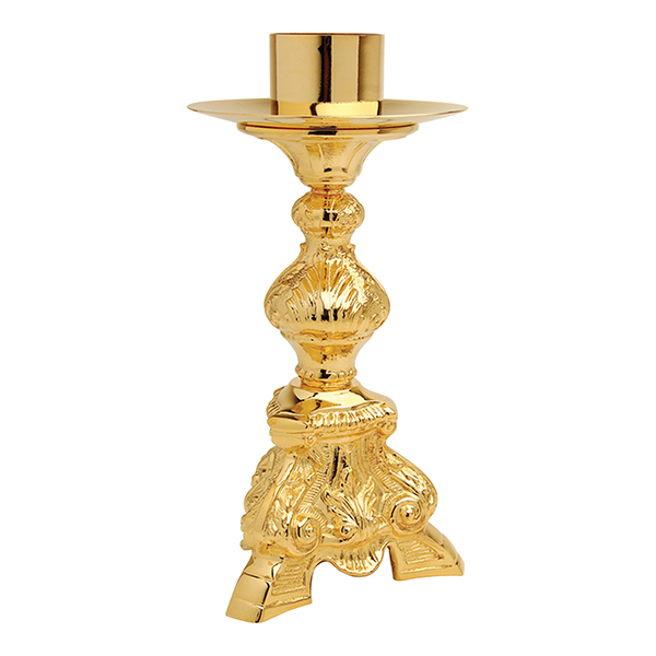 K Brand Gold Plated Candlestick: 10.75" High 6.25" Base (K861)