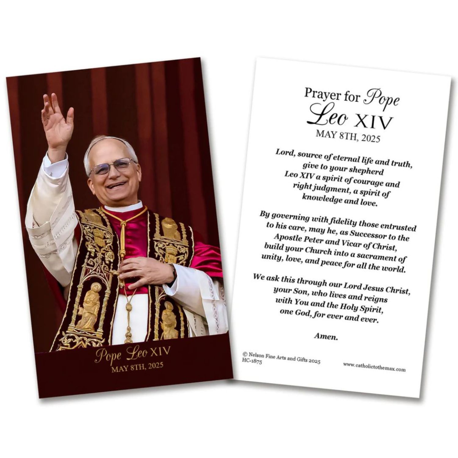 Pope Leo XIV Waving in Celebration Holy Card, Paper