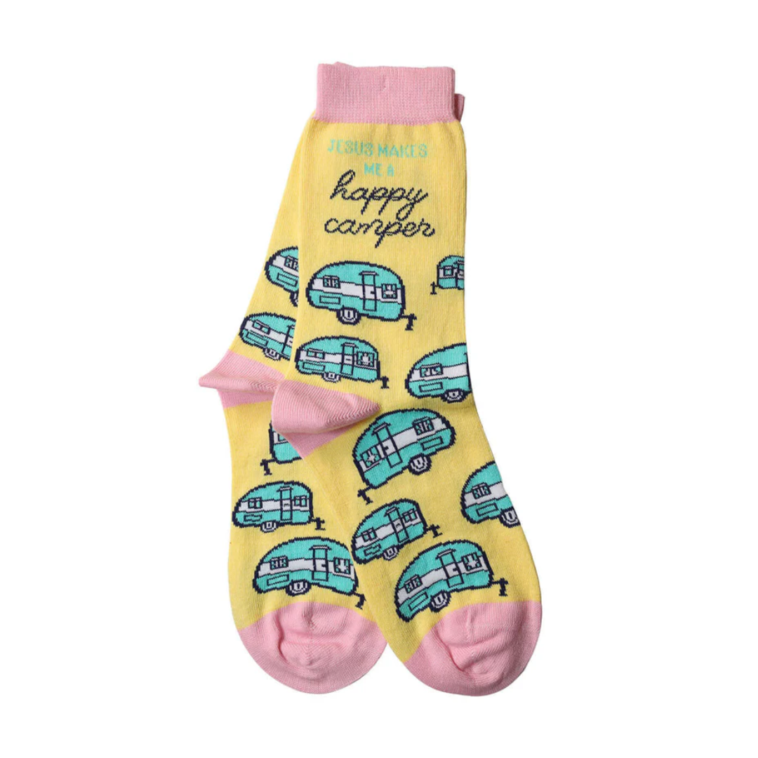 Jesus Makes Me A Happy Camper - Socks