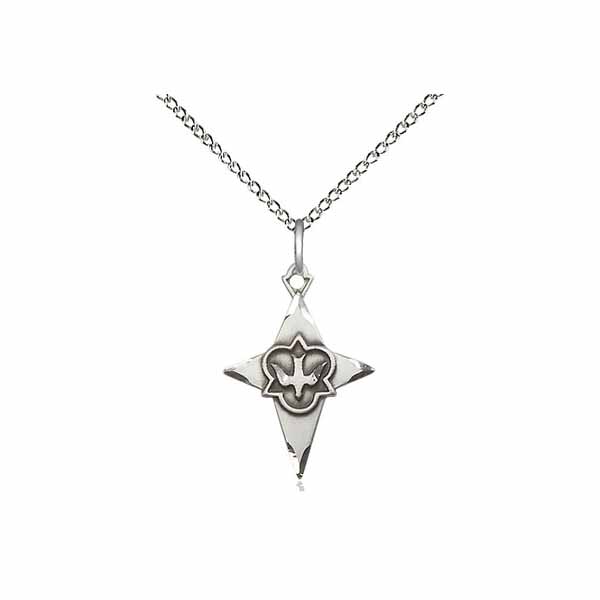 Holy Spirit Pointed Cross Medal 3/4"