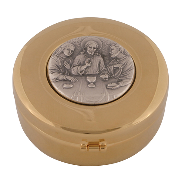 K Brand 24Kt Gold Plate Hospital Pyx Last Supper - 60 Host Capacity (K143)