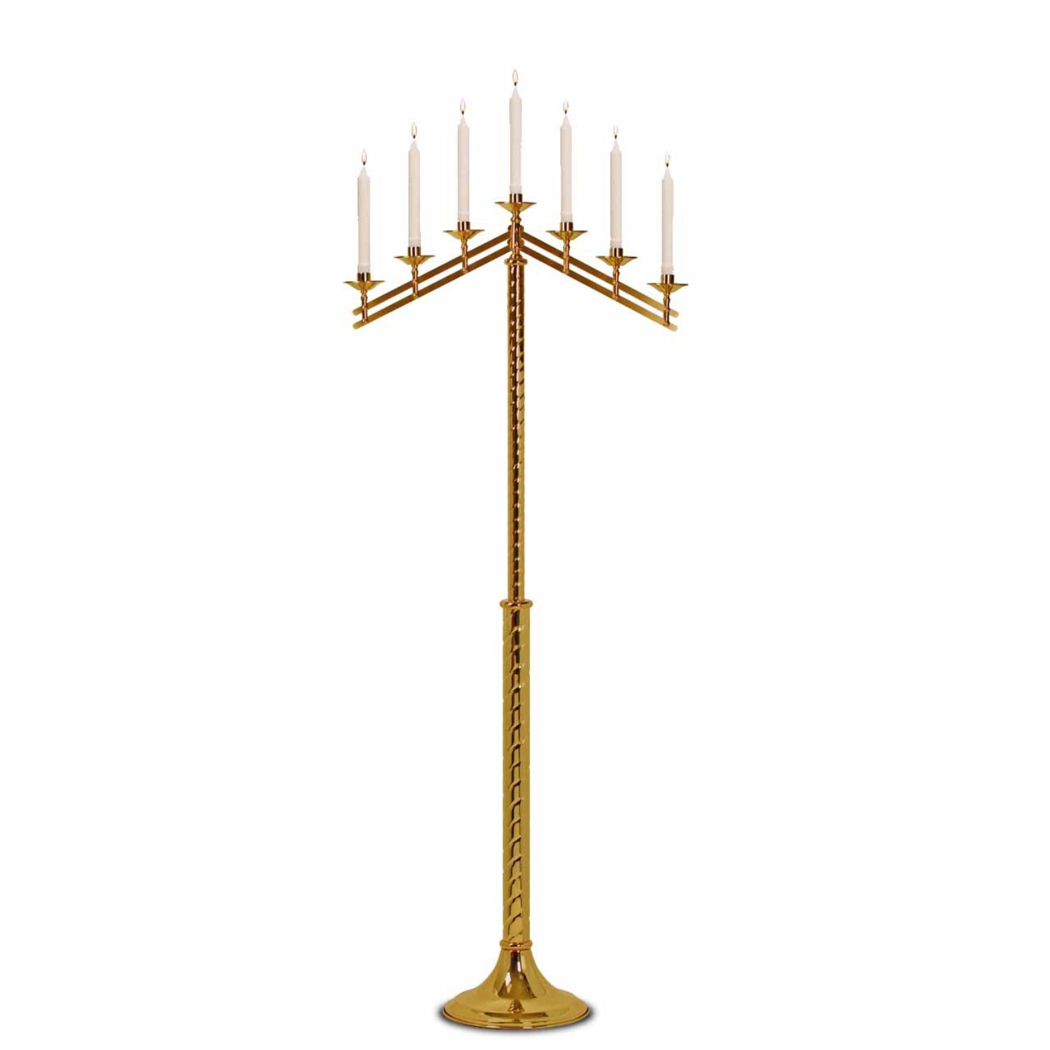 KBrand Ecclesiastical Brass Floor Candelabra 60" high Adjustable Arms 3 Styles 14-K1136