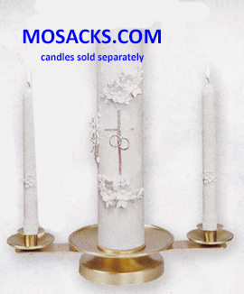 KBrand Polished Brass or Satin Finish Wedding Candelabra 3" H 15" W weighted base K322