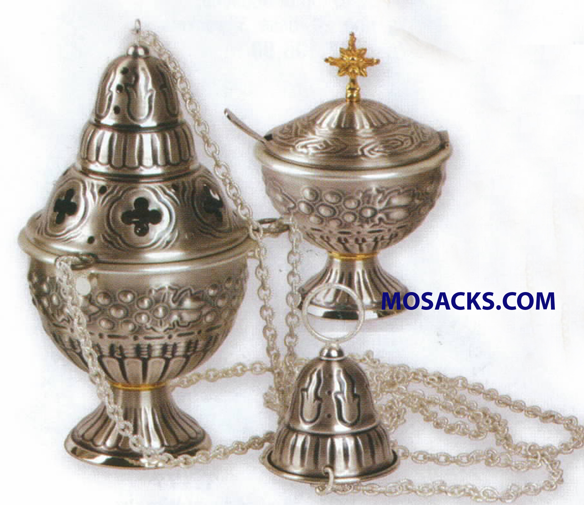 K Brand Censer & Boat Oxidized Silver 9" (K911)