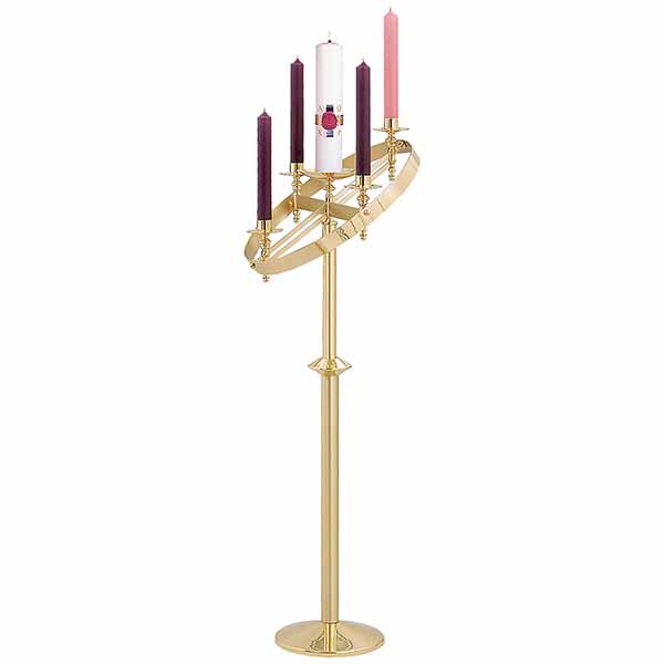 K Brand Brass Church Advent Wreath 55" High Tilting (K611)