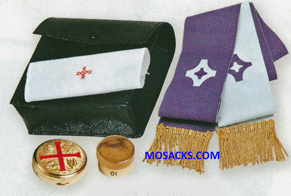 K Brand Liturgical Kit-K285 includes leather case, stole, finger cloth, pyx, oil stock
