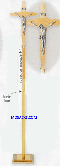 K Brand Oak and Brass Processional Crucifix 72" high 14-K130
