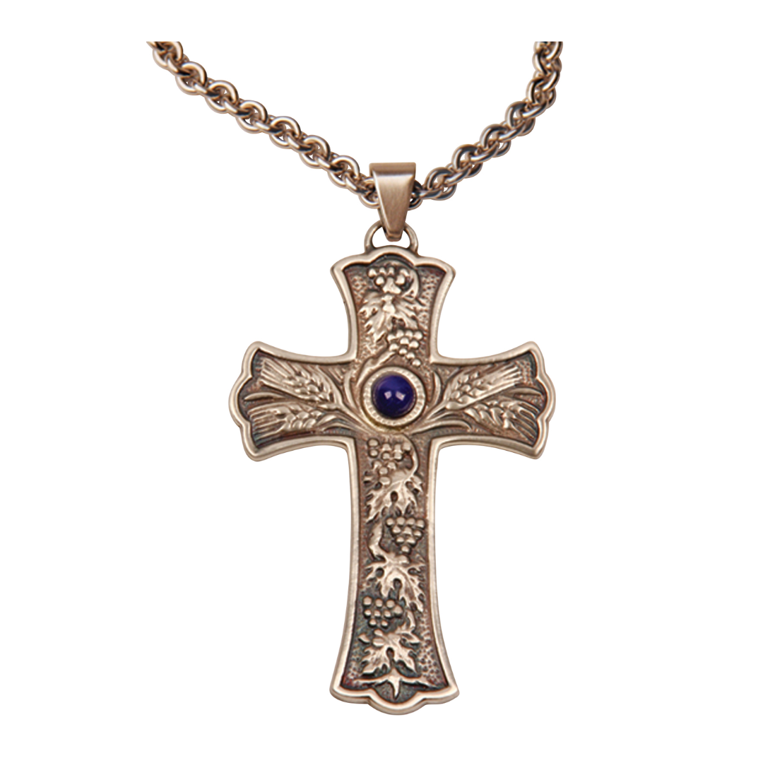 K Brand Pectoral Cross Oxidized Silver 