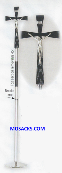 K Brand Stainless Steel and Wood Processional Crucifix 79" high 14-K932