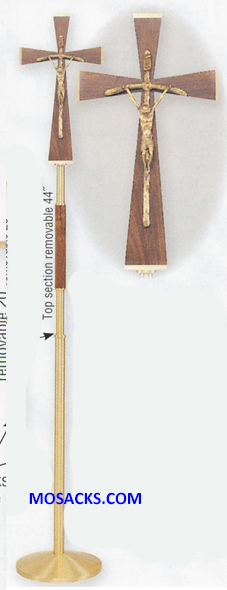 K Brand Walnut and Bronze Processional Crucifix 78" high 14-K630-W