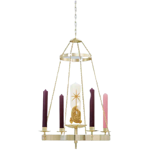 K Brand Brass Church Advent Wreath Hanging 36" H x 25" (W-K557)