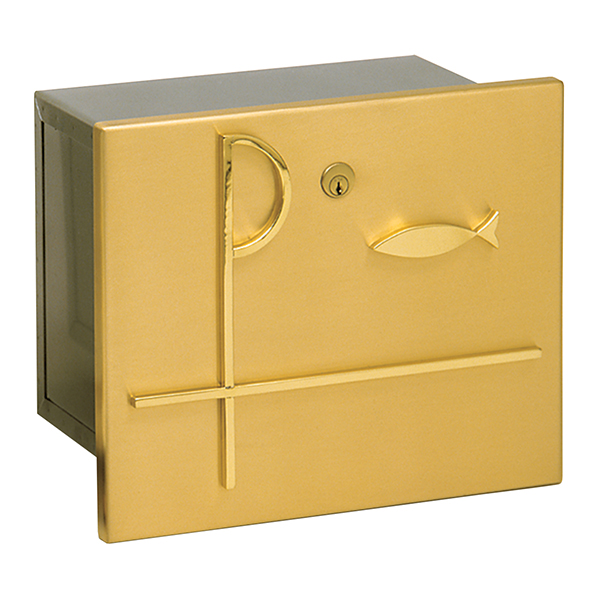 K117 Bronze Door Tabernacle Safe Chi Rho & Ichthus Design