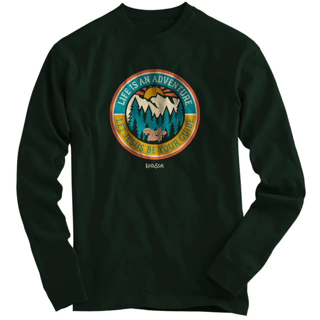 Kerusso Mens Long Sleeve T-Shirt Adventure Psalm 32:8