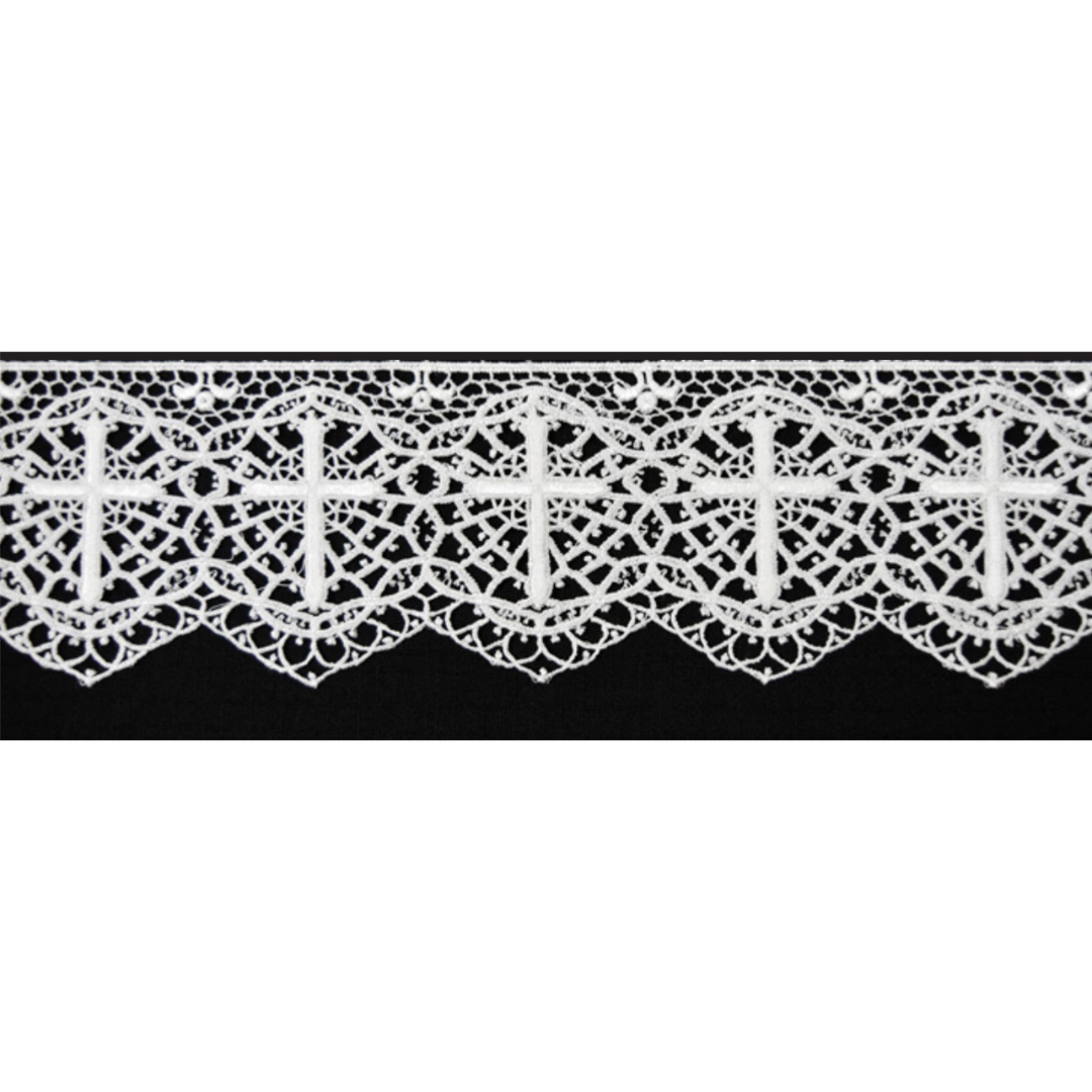Beau Veste Genuine Swiss Schiffli Embroidered Lace Edgings and Insertion Cross design 3" Wide #5875