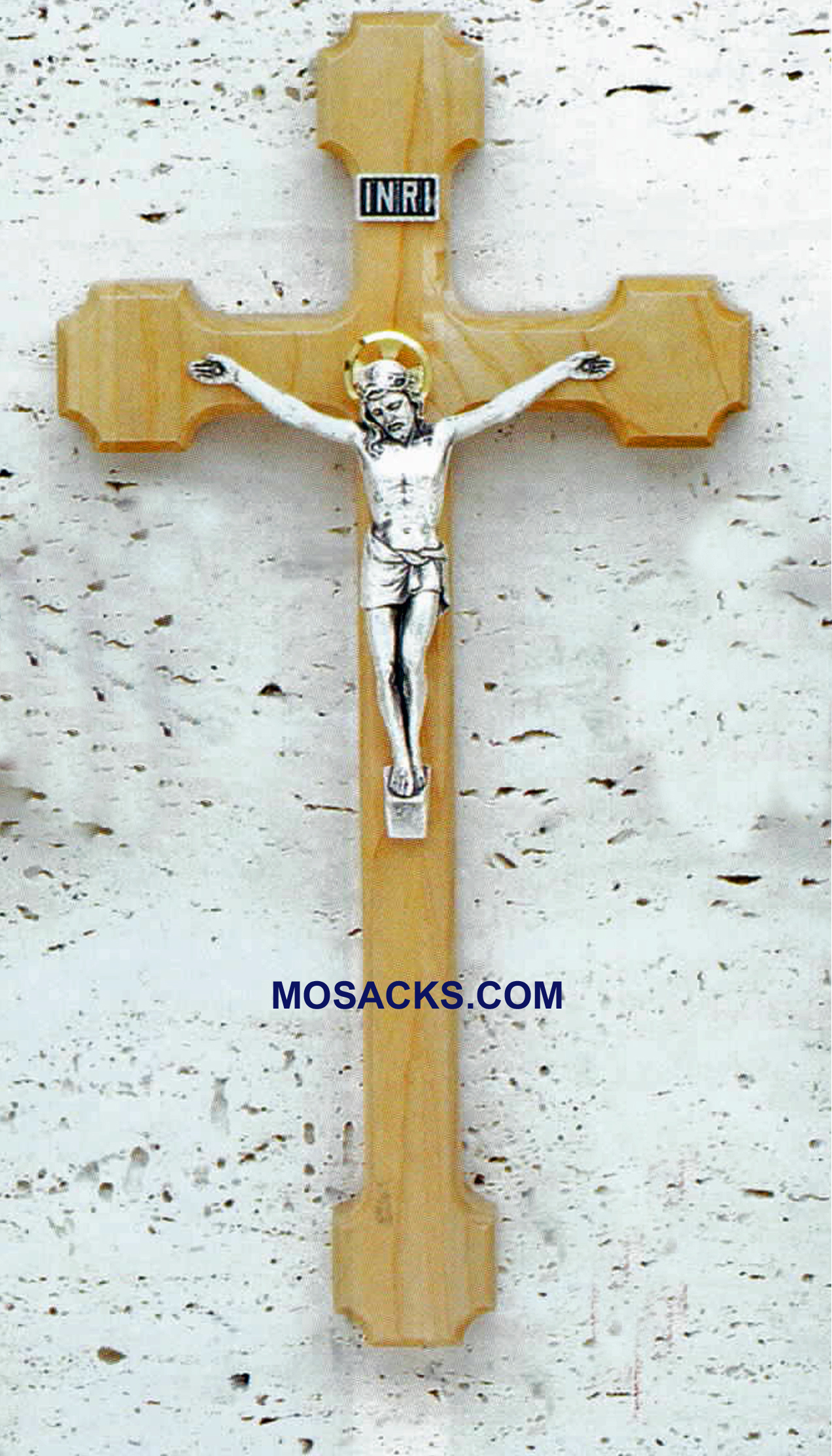 Maple 10" Crucifix with Italian Salerni Corpora 17539