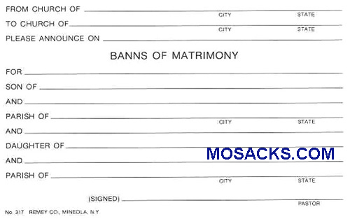 Marriage Notification Of Banns No. 317